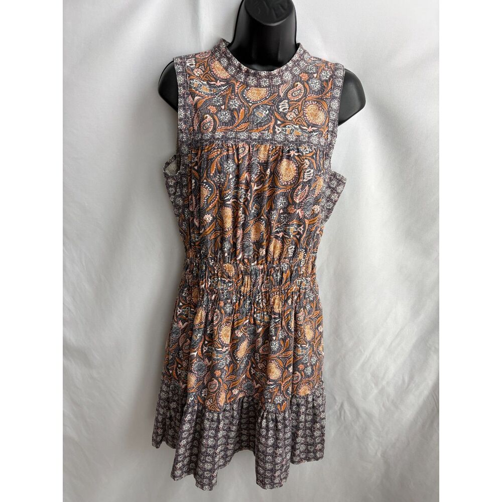 Universal Thread Linen Blend Ruffle Smocked Tiered Cottagecore Mini Dress Size S